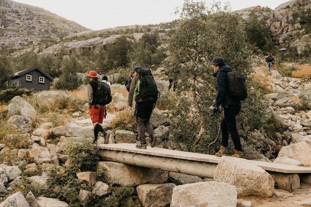 Camminata su ponte di legno